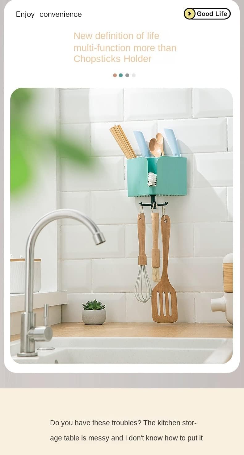 Multi-Function Chopsticks Organizer Draining Kitchen Utensils Household Fork Storage Box(D)