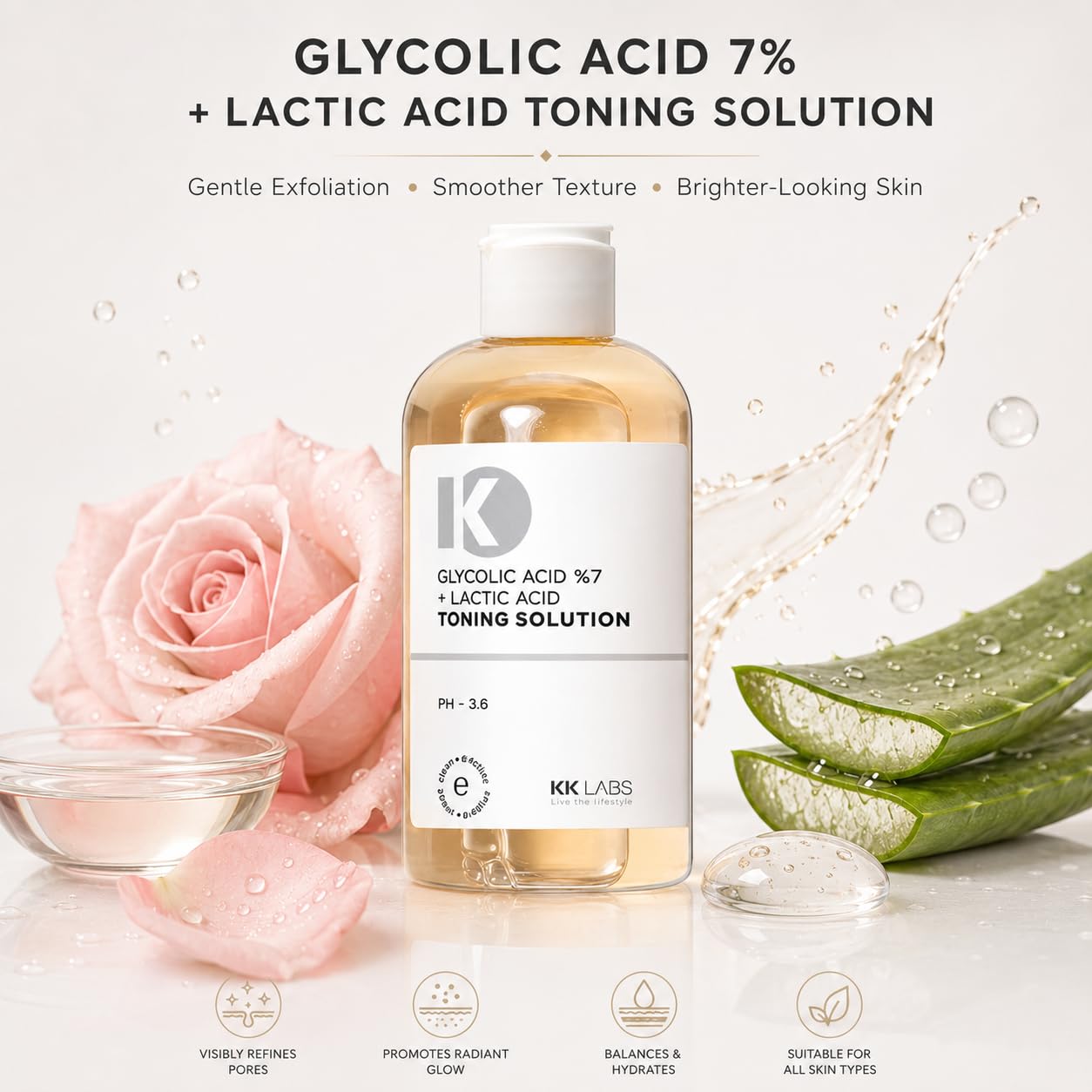 KK Labs Facial Toning Solution 250ml - Daily Face Toner That Refreshes, Rebalances and Preps Skin After Cleansing for a Clean, Smooth Base Before Serum and Moisturiser, Men and Women