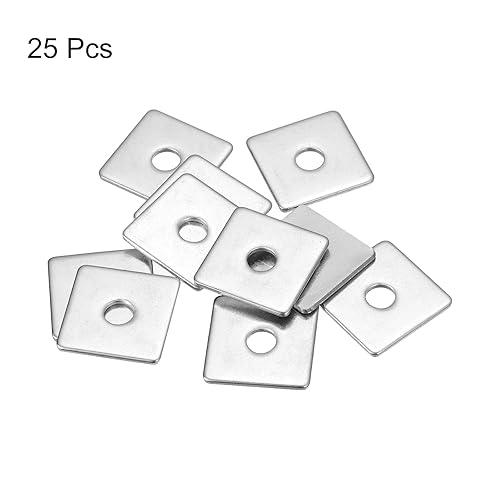 Miniatura 119 de uxcell Arandela cuadrada, 20 piezas M5x20x20x1.0.197 in 304 arandelas de placa cuadrada de acero inoxidable 304 Junta espaciadora de almohadilla