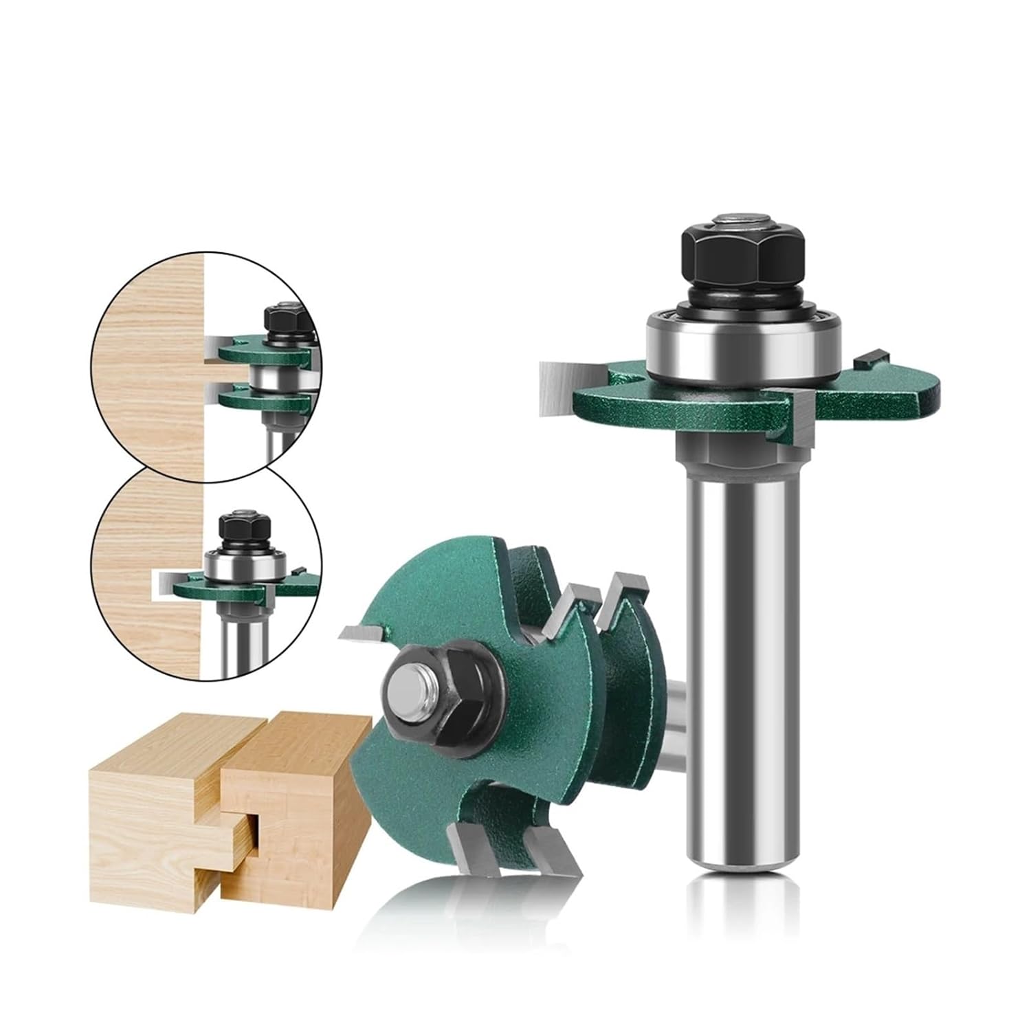 2pc 12mm 1/2" Shank Tongue & Groove Joint Assembly Router Bit Set Stock Wood Cutting Tool