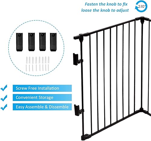 Miniatura 7 de Costzon Puerta de seguridad para bebés, valla de chimenea de 6 paneles, puerta plegable para bebé extra ancha para fácil con paneles de