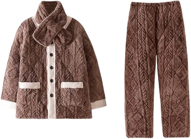 Autumn And Winter Flannel Cotton-padded Jacket Home Clothes Pajamas Male Winter Thick Coral Velvet