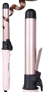 Rotating Curling Iron, NOBBLEQG Global Voltage Automatic Curling Iron with Clamp, 5 Heat Settings 360° Rotatable Power Cord, Automatic Reset Function Hair Curler Automatic Rotating (1.26 Inch)