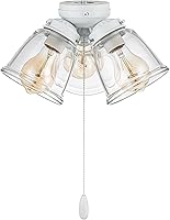 Vista 3 de Aspen Creative 22013-1, Kit de luces para ventilador de techo de tres luces con cadena de tracción, acabado blanco mate con pantallas de vidrio