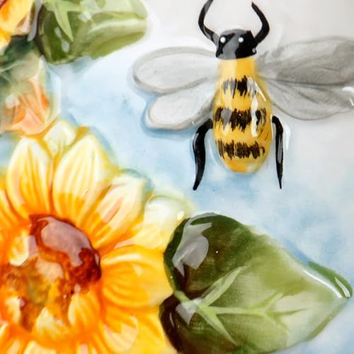 Miniatura 5 de Jarra de agua grande de cerámica, pintada a mano, girasol y abeja, soporte para ramo de decoración del hogar, 8.7 pulgadas de alto