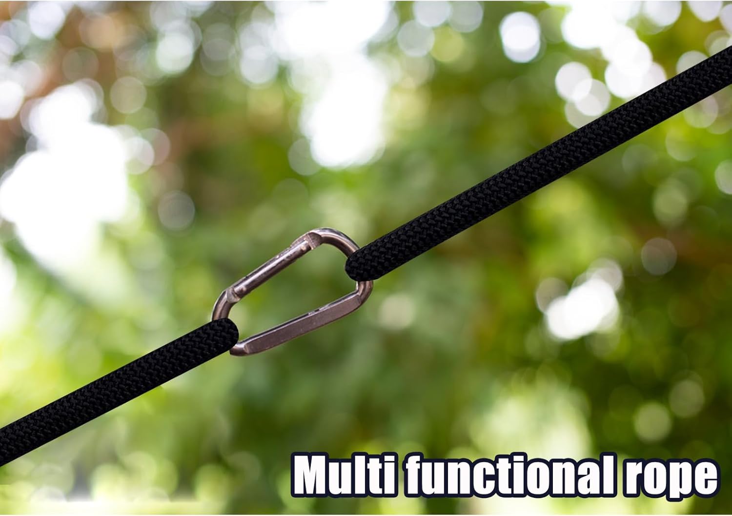 1/2 Inch Arborist Tree Pulling Rope - 100 Feet Tree Swing Rope for Rigging, Outdoor Use - High Strength Double Braided Polyester 48 Strands - Black