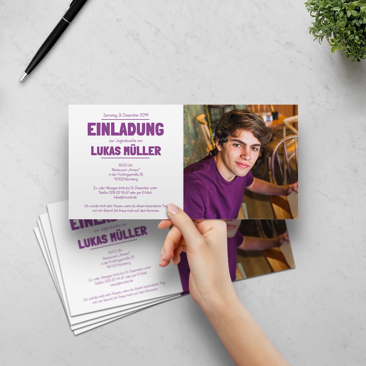Personalisierte Geburtstagseinladungen – Selbst Gestalten Mit Foto & Text, 148x148 Mm, 300 G/qm