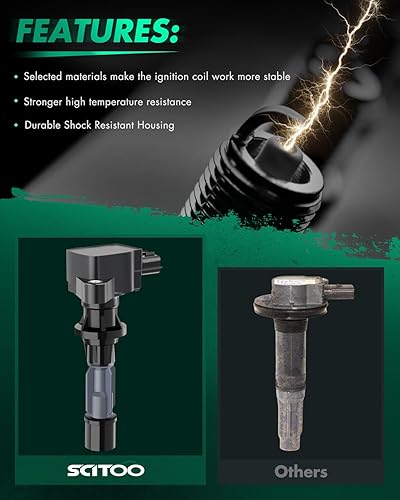 Miniatura 2 de SCITOO 4 bobinas de encendido con 4 bujías de iridio para Mazda 3 6 CX-7 MX-5 L4 2.0L 2.3L 2.5L C1683 UF540