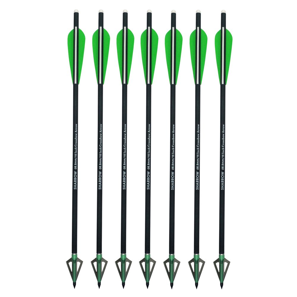 SHARROW 12pcs Flèches d'arbalète en Carbone 16 Pouces 17 Pouces Boulons d'arbalète avec Pointe de Flèche de Lame(16 inch)