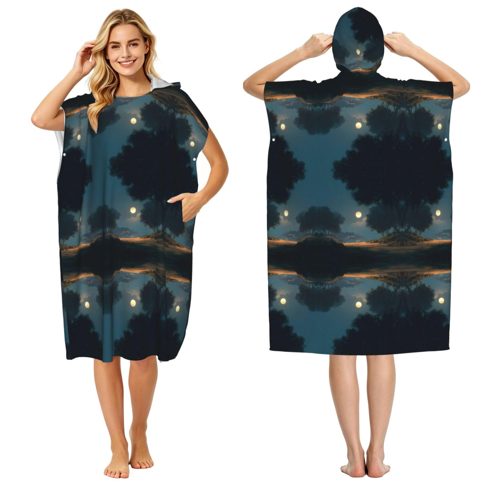 Poncho à capuche en microfibre pour natation adulte léger