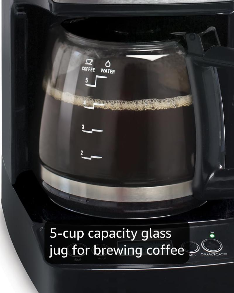 Amazon.com: Capresso 5-Cup Mini Drip Coffee Maker, Black and Stainless  Steel: Home & Kitchen