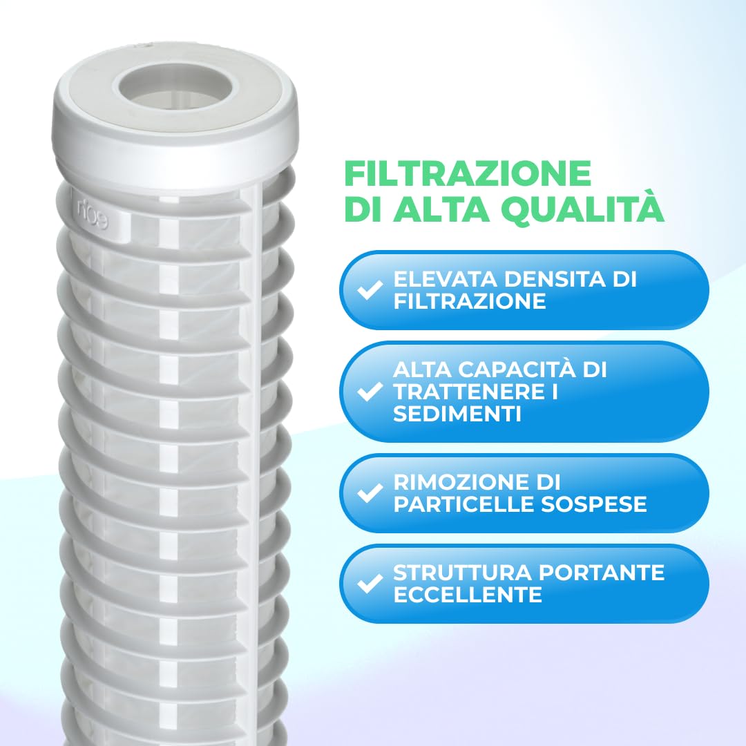 WK - Cartuccia Filtrante per Filtro Acqua in Nylon, 1 Pezzo da 10 Pollici con Permeabilità 60 Micron, Ideale per Uso Domestico e Commerciale