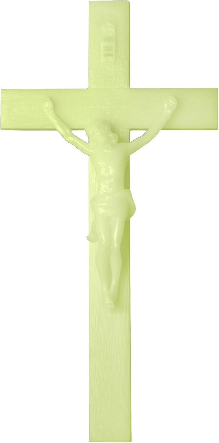 Luminous Catholic Wall Crucifix - Glows in The Dark! (12" x 6")