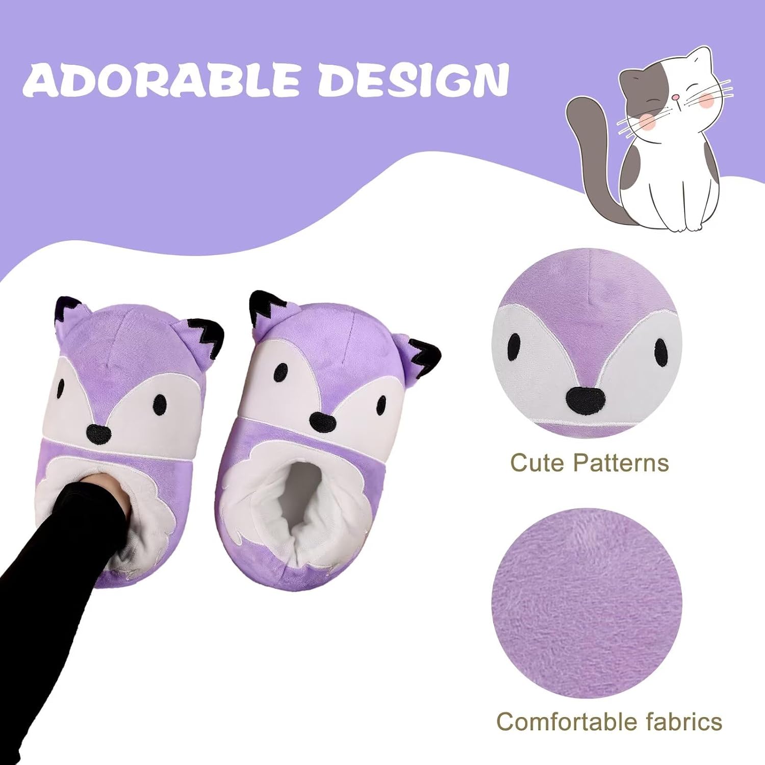 EQW Kids Slippers for Girls Boys Fuzzy House Warm Non-Slip Cute Soft Plush Indoor Bedroom Slides