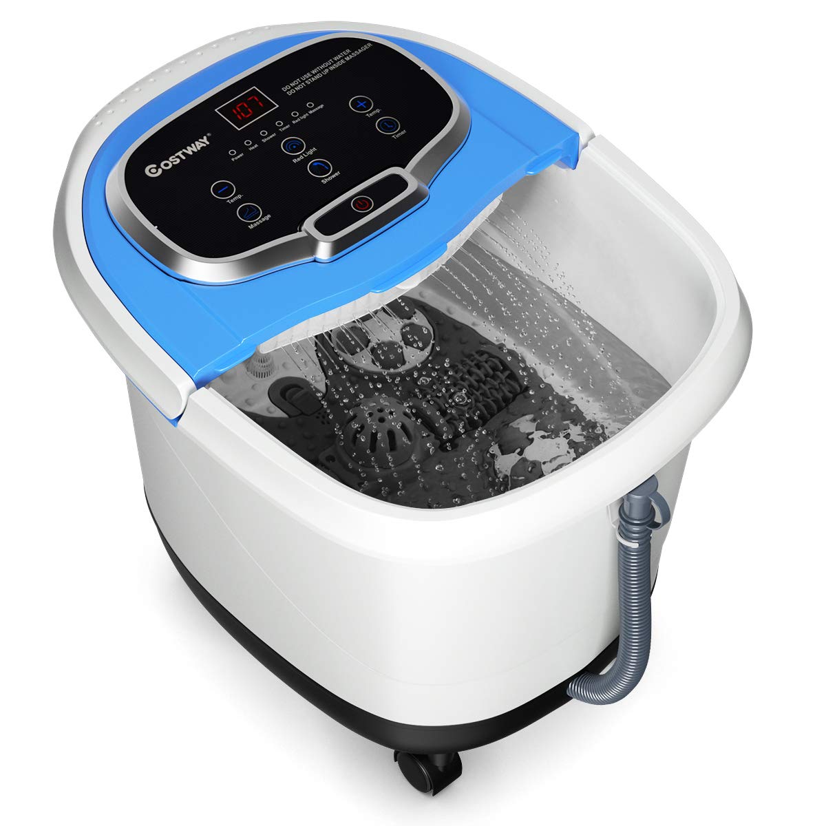 COSTWAY Bain de Pieds 15L, bain de pieds massant, écran LED, 6 rouleaux