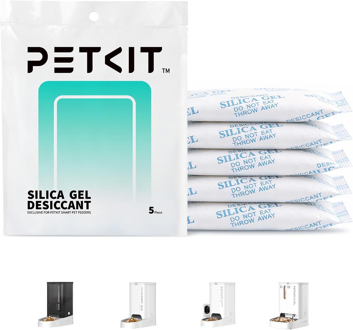 PETKIT Replaced Desiccant Bags for All Automatic Cat Dog Feeders -5 Packs, Pet Feeder Replaced Desiccant, Fresh Keeping