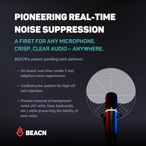 Miniatura 3 de BEACN Micrófono (oscuro) micrófono USB para transmisión de juegos, podcasting y creación de contenido con iluminación RGB, ecualizador integrado,