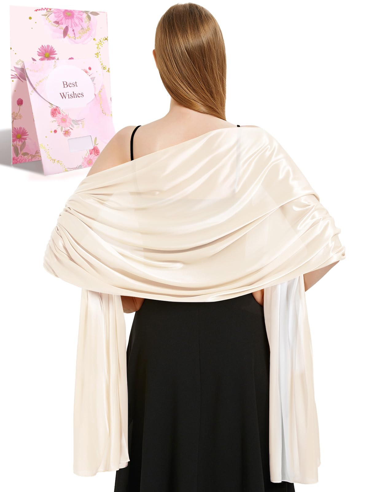 Ladies Satin Wedding Shawls and Wraps - Silky Scarf for Evening Party Dresses and Bride/Bridemaid