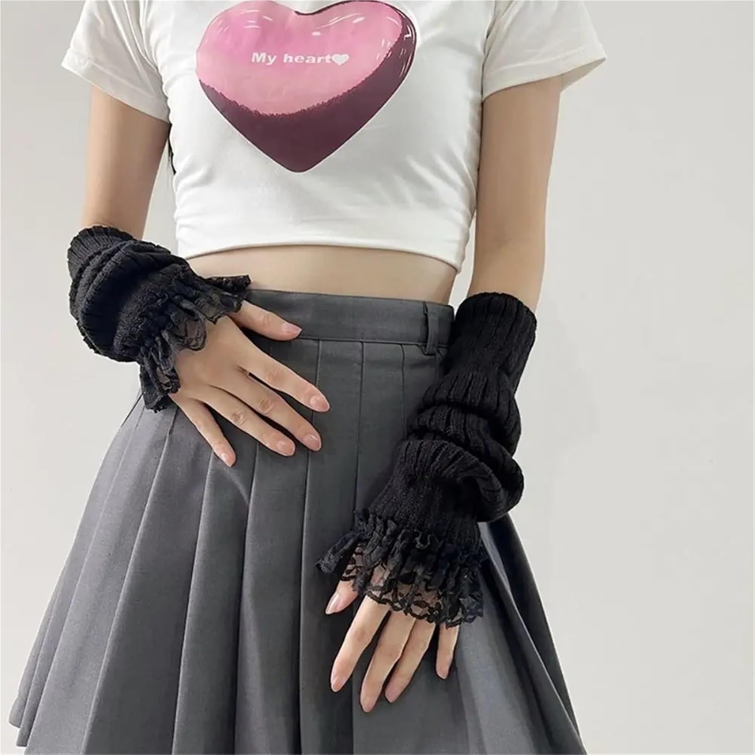 Long Fingerless Gloves 1Pair Fingerless Long Wrist Gloves Arm Warmers False Sleeves Knitted Gloves