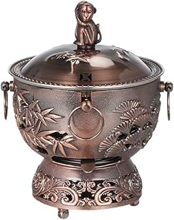 Mongolian Hot Pot BPA-Free Single Traditional Hot Pot Vintage Aluminum Alloy Cooker Alcohol Hotpot Cooking for Family Meals(Red Copper)