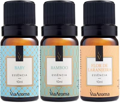Kit 3 Essências Via Aroma 10ml (Baby, Bamboo e F. de Laranjeira)  