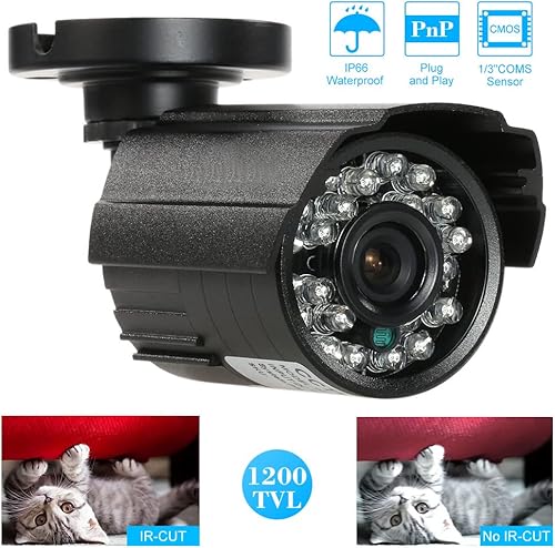 Miniatura 7 de 1200TVL Bullet CCTV Cámara de seguridad impermeable Cámara de vigilancia para el hogar con 24 lámparas IR visión nocturna seguimiento automático