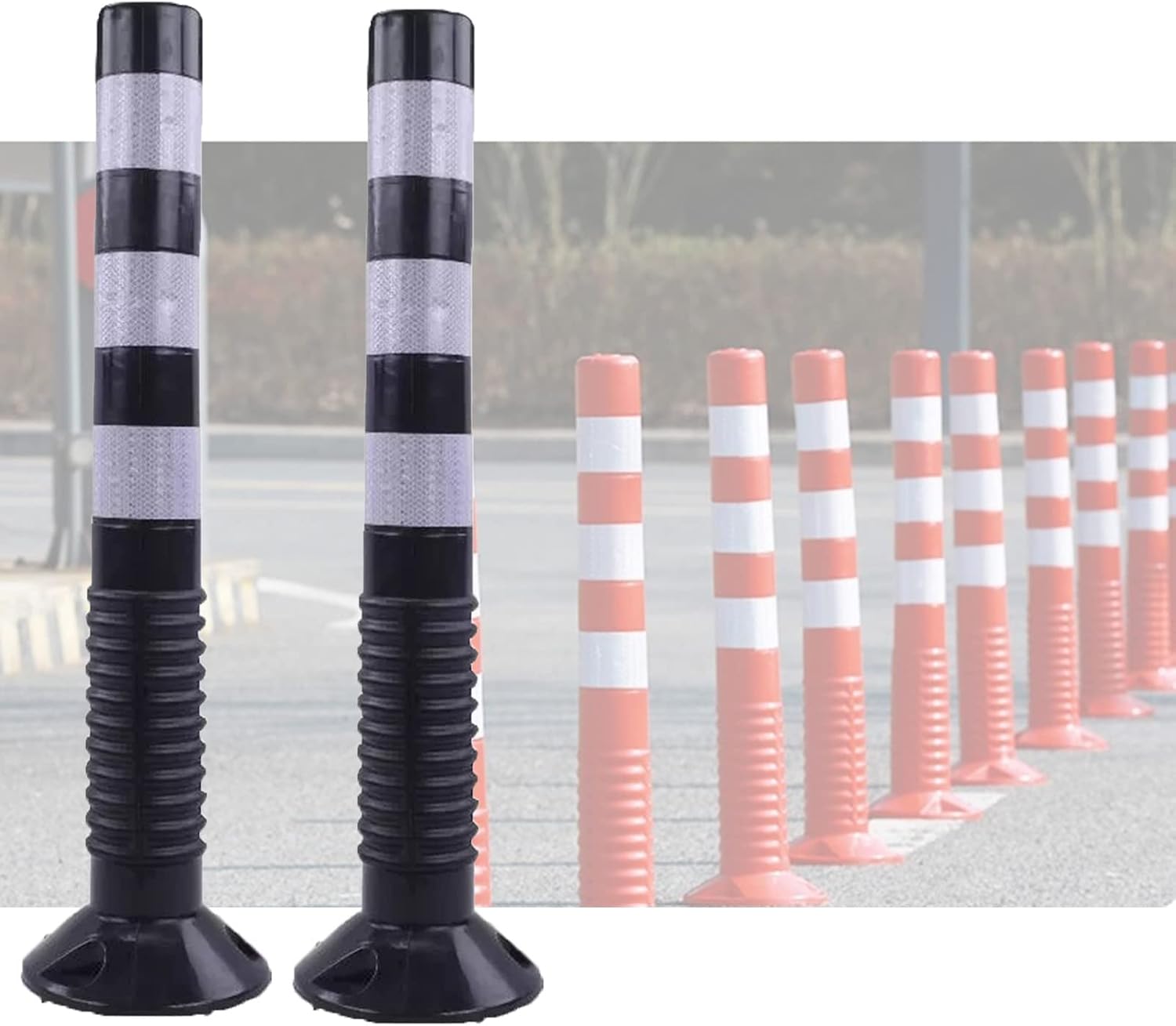 Reflective Safety Cones 30 Inch Industrial Traffic Control Parking Bollards Delineators for Driveway Home Garage Traffic Sensitive Areas Decorative