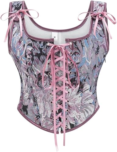 Alivila.Y Fashion Corsé sexy vintage de los años 20 con ribete de encaje renacen