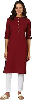 W for Woman Lilac Mandarin Collar Cotton Blend Straight Kurta