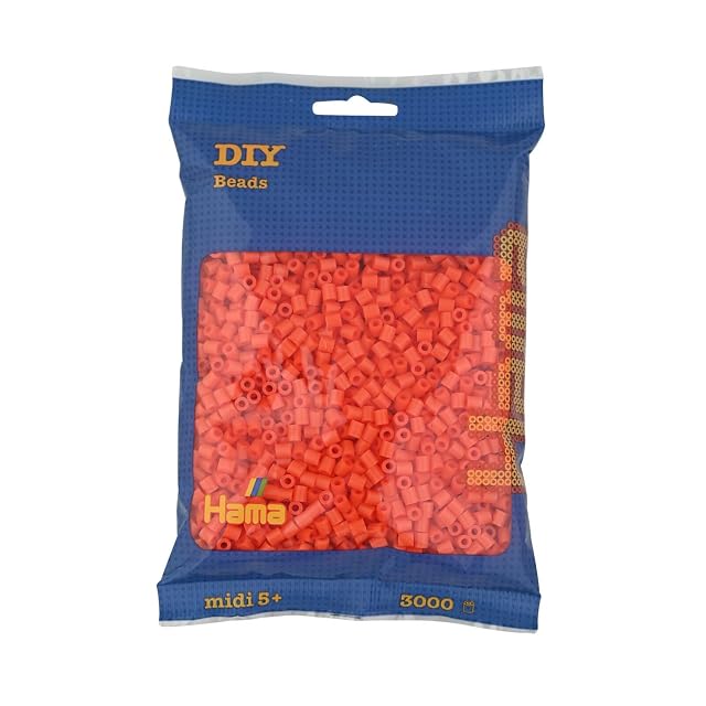 HAMA Bolsa de perlas | Aprox. 3000 cuentas midi fusibles para manualidades y mosaicos | Perlas de fusión para niños creativos 5+ | Juego de arte y decoración | orange