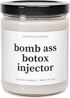 Bomb Ass Botox Injector Candle, Medspa Gift, Injector Gifts, Medspa Decor, Botox Filler Funny Gifts Aesthetic Nurse Injectors Beauty Spa Gifts Dermatology Gifts Ecofriendly Soy Candle - 9oz