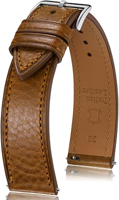 Getalia Italian leather Watch Band Tuscany Natural Vegetable-Tanned Full Grain Genuine Leather,18mm 19mm 20mm 21mm 22mm Quick Release Replacement Watch Straps for Men and Women Thin and Soft
