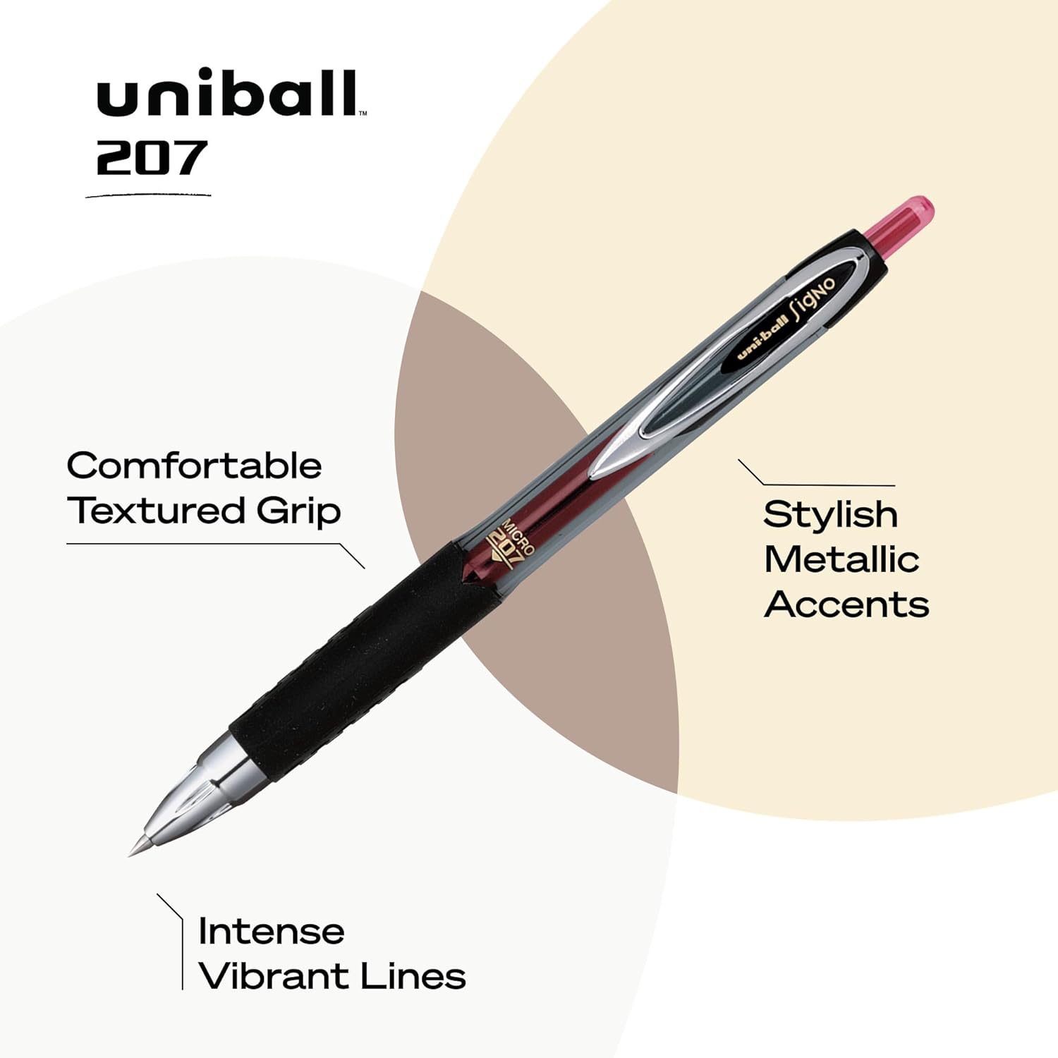 uniball 207 Retractable l Pens, Micro Point, Red