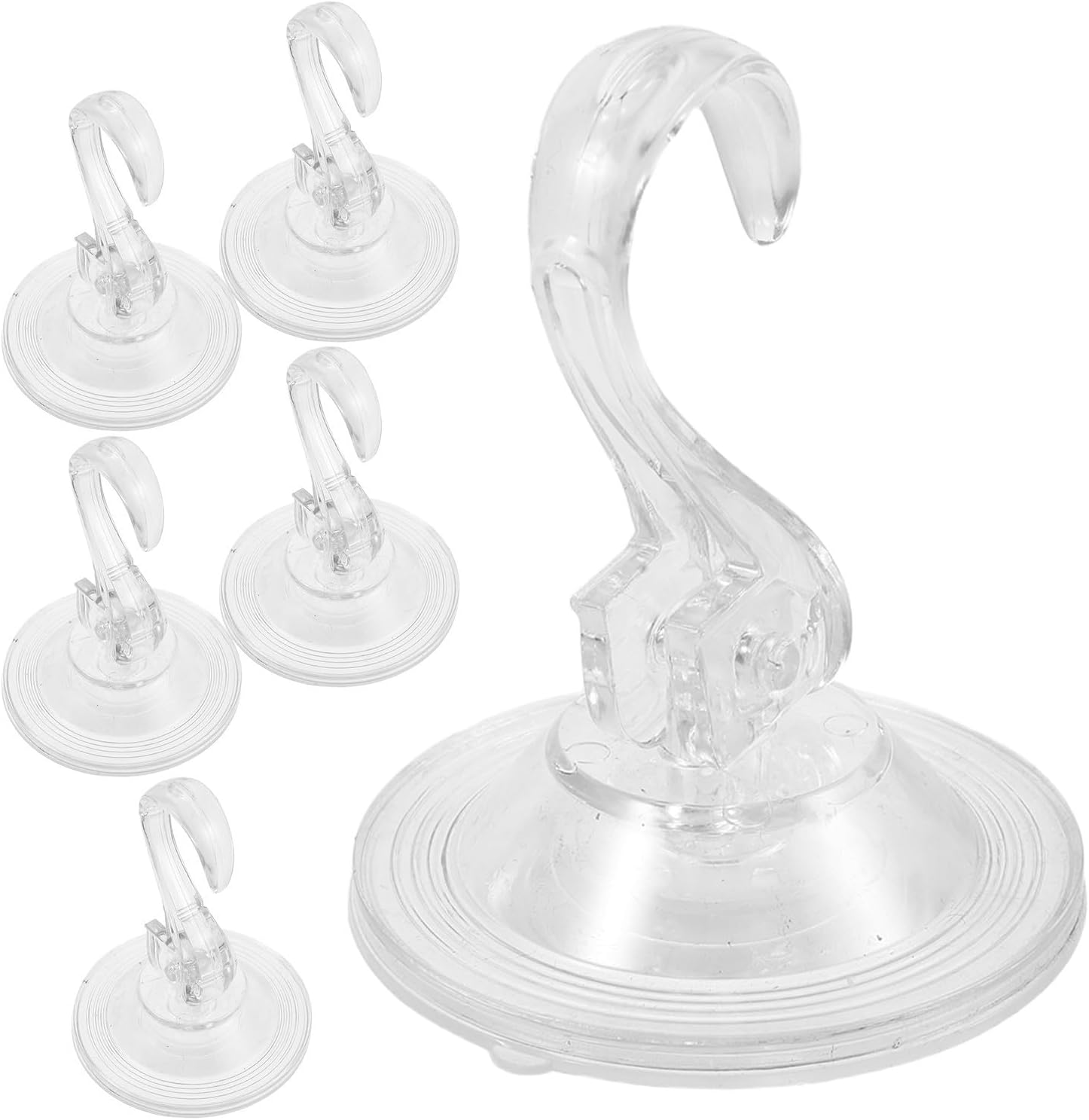 WOONEKY Suction Cup Wreath Hanger Hooks 6pcs for Front Door and Window | Large Plastic Design, Removable Setup, Indoor Outdoor Holding for Holidays