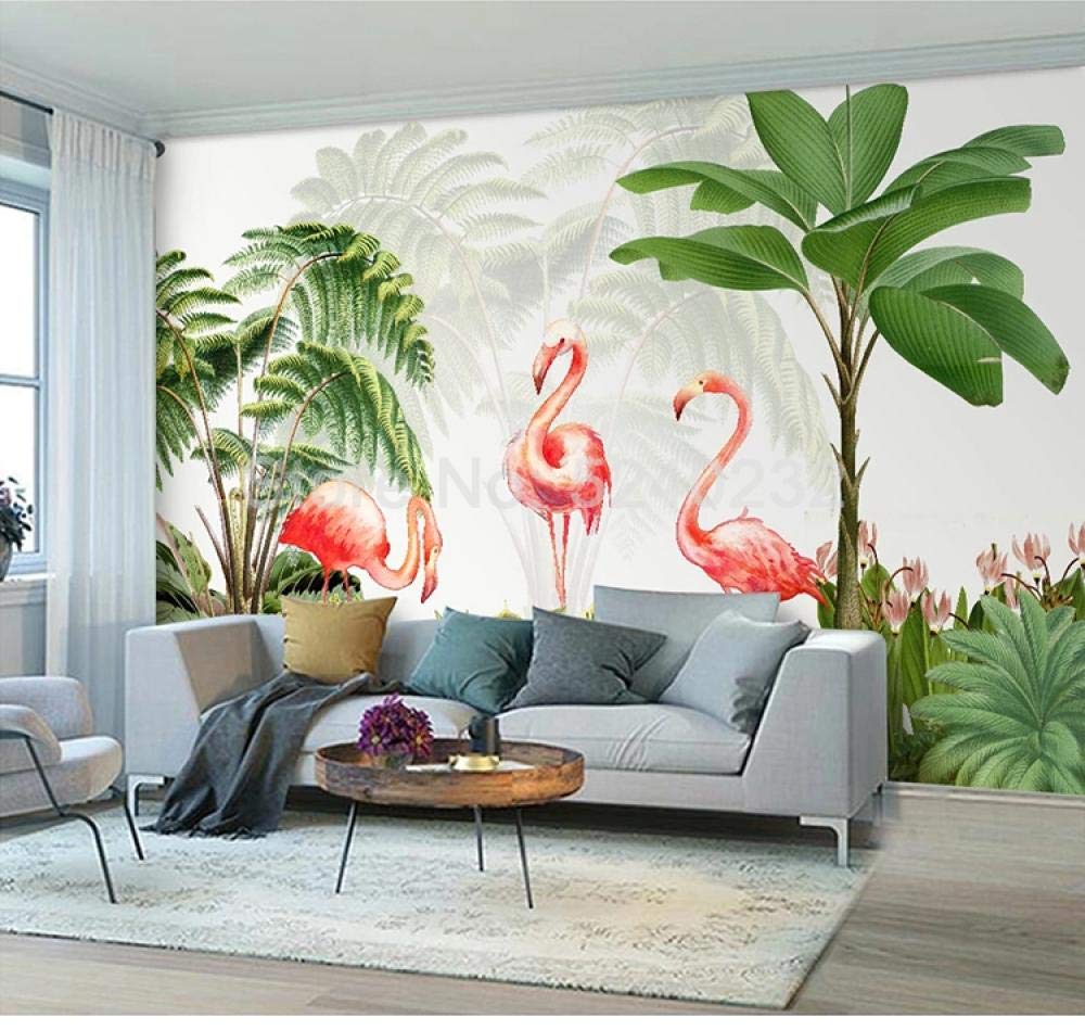 Papier peint personnalisé flamant rose 3D 200x140 cm pour salon