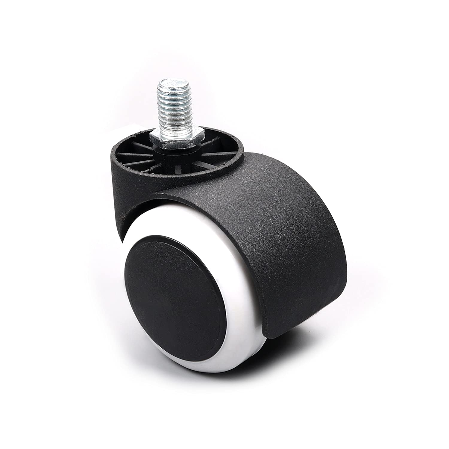 Yinpecly 5Pcs Office Chair Casters Wheels 1.97 Inch PU Twin Wheel Threaded Stem Mute Swivel Desk Chair Caster Replacement for Hardwood Floors and Carpets -White