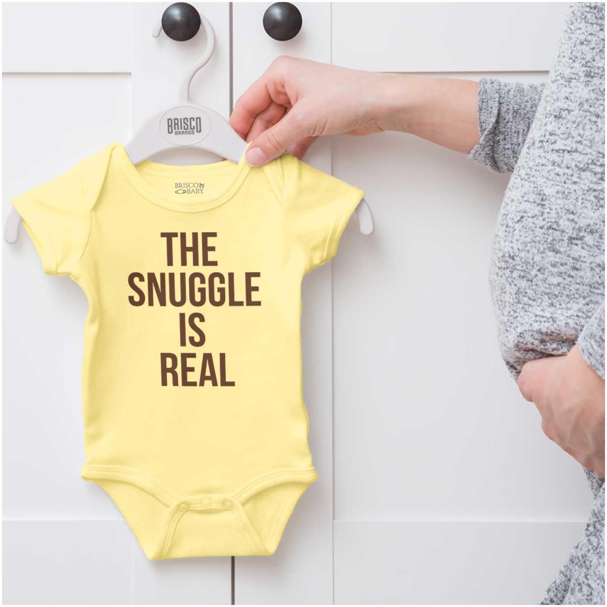Brisco Brands The Snuggle Is Real Funny Pun Cute Baby Romper Boys or Girls