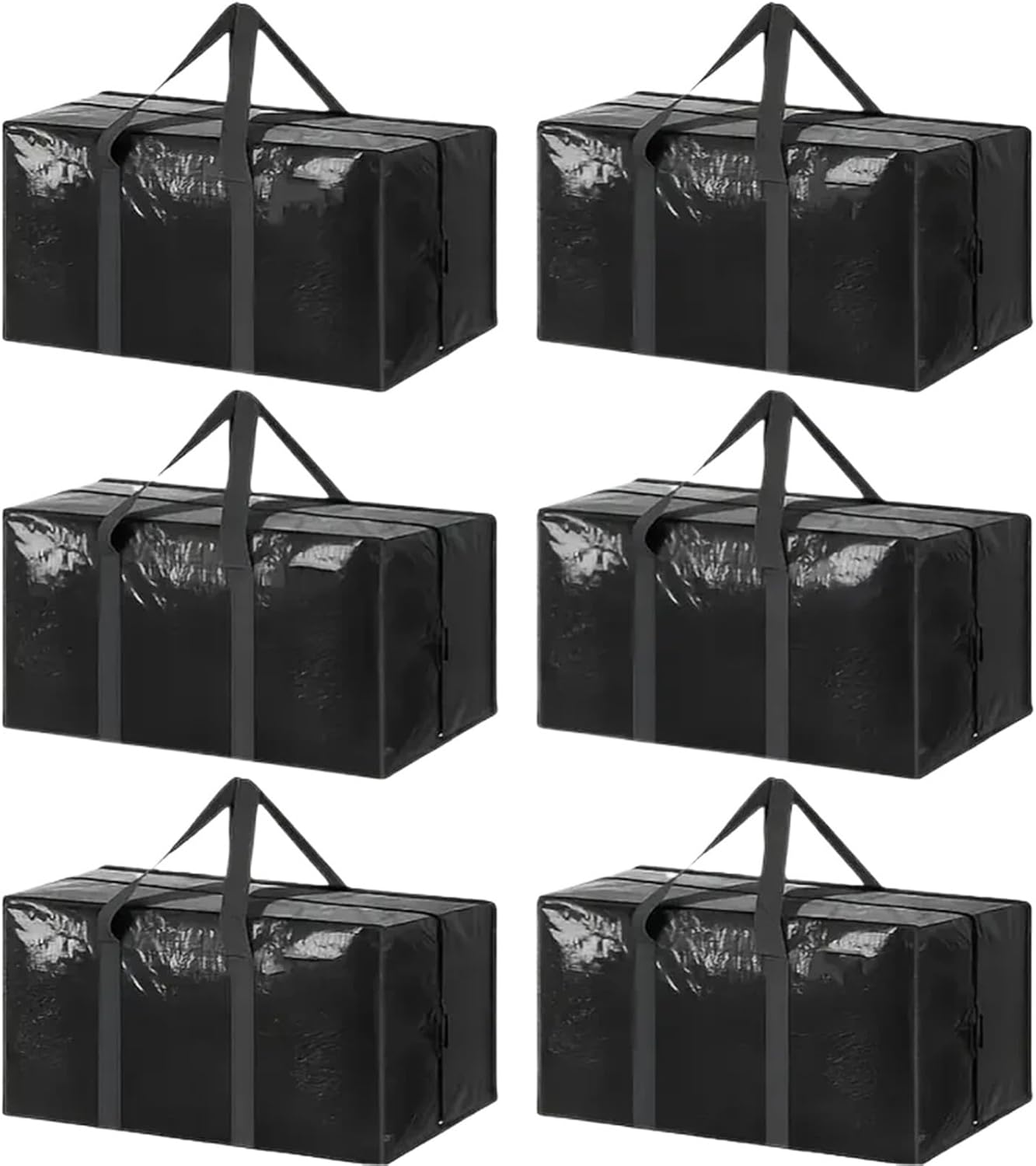 Heavy Duty Moving Bags 6pcs Large Bag Luggage Moving Bags Foldable Storage Organizer Boxes For Organization Storage(6pcs Black)