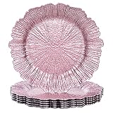 MAONAME Round 13" Reef Charger Plates, Plastic Plate Chargers for Dinner Plates, Wedding, Elegant De
