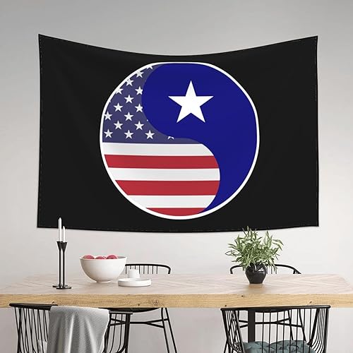 Miniatura 4 de IMEEGIEN Yin Yang Flag Combination Of America And Bonnie Blue Flag Tapestry Wall Hanging 60x40 Inches Home Decoration For Bedroom Living Room Dorm
