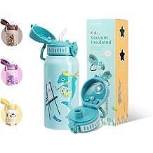 UZSPACE Stainless Steel Water Bottles kids with 2 Different Lids - 550ml Water Bottles for Kids - Leakproof Drinks Bottle with Straw - Sports Bottle for Boys Girls School, Teal