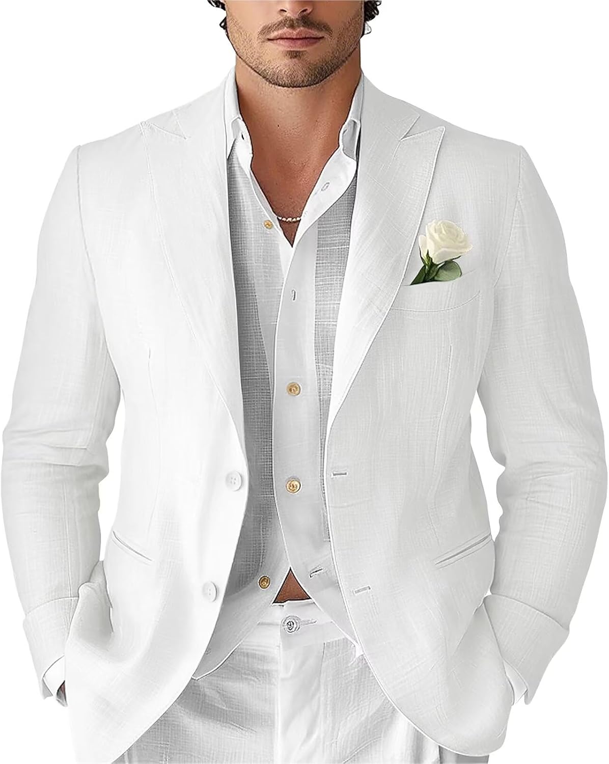 Men's Casual Linen Blazer Lightweight Sport Coat Regular Fit Formal Beach Wedding Groomsmen Jackets Suit 2026