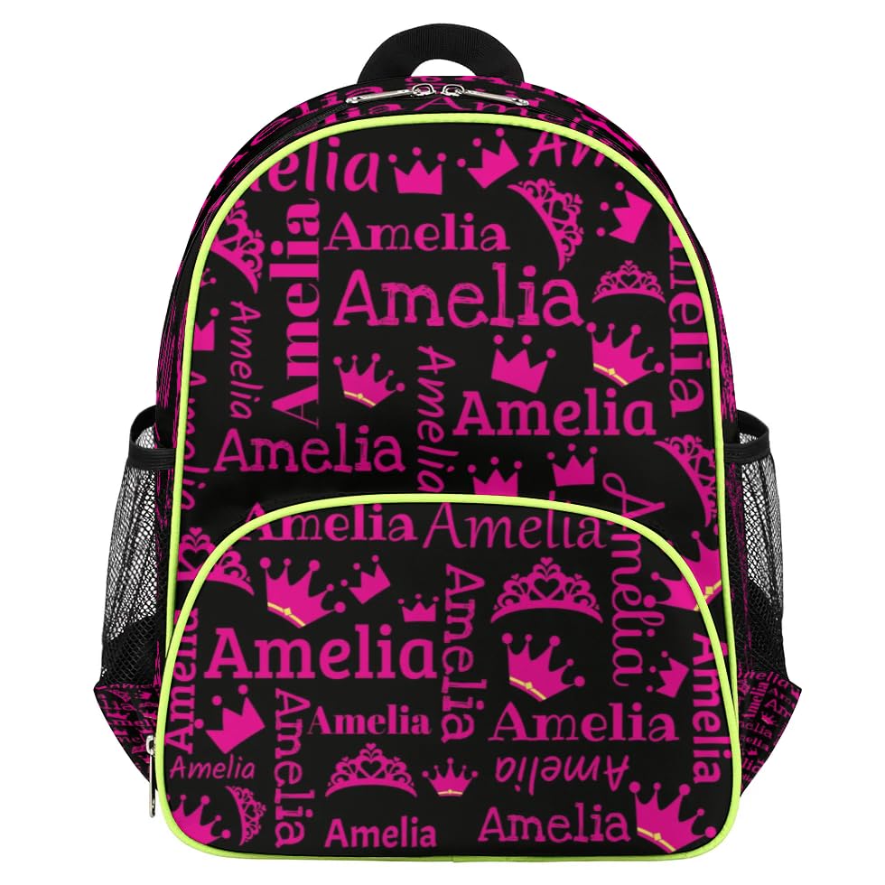 Personalized Toddler Kids Backpack, Custom Mini Backpacks for Preschool, Schoolbag for 1-6 Years Boys Girls Cute Crown Hot Pink