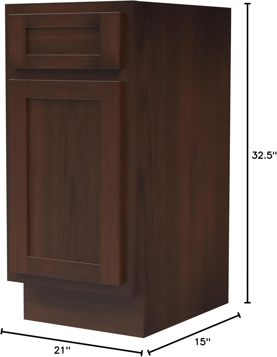 Vanity Art 15 Inch Small Bathroom Vanity Cabinet with Soft Closing Drawer and Door, Single Door Right Offset Shaker Design Floor Mount Side Bathroom Organizers and Storage, VA4015-1B