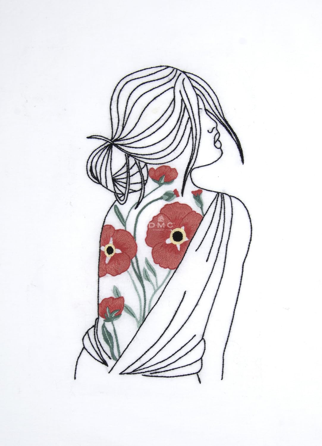 DMC Portrait with Poppies Embroidery Kit TB202