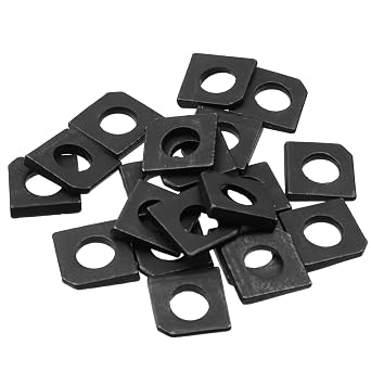 M8 Beveled Square Washers, 304 Stainless Steel, Black-20 Pcs | Heavy Duty, Wedge Washers, For Channel Steel, Shim Leveling