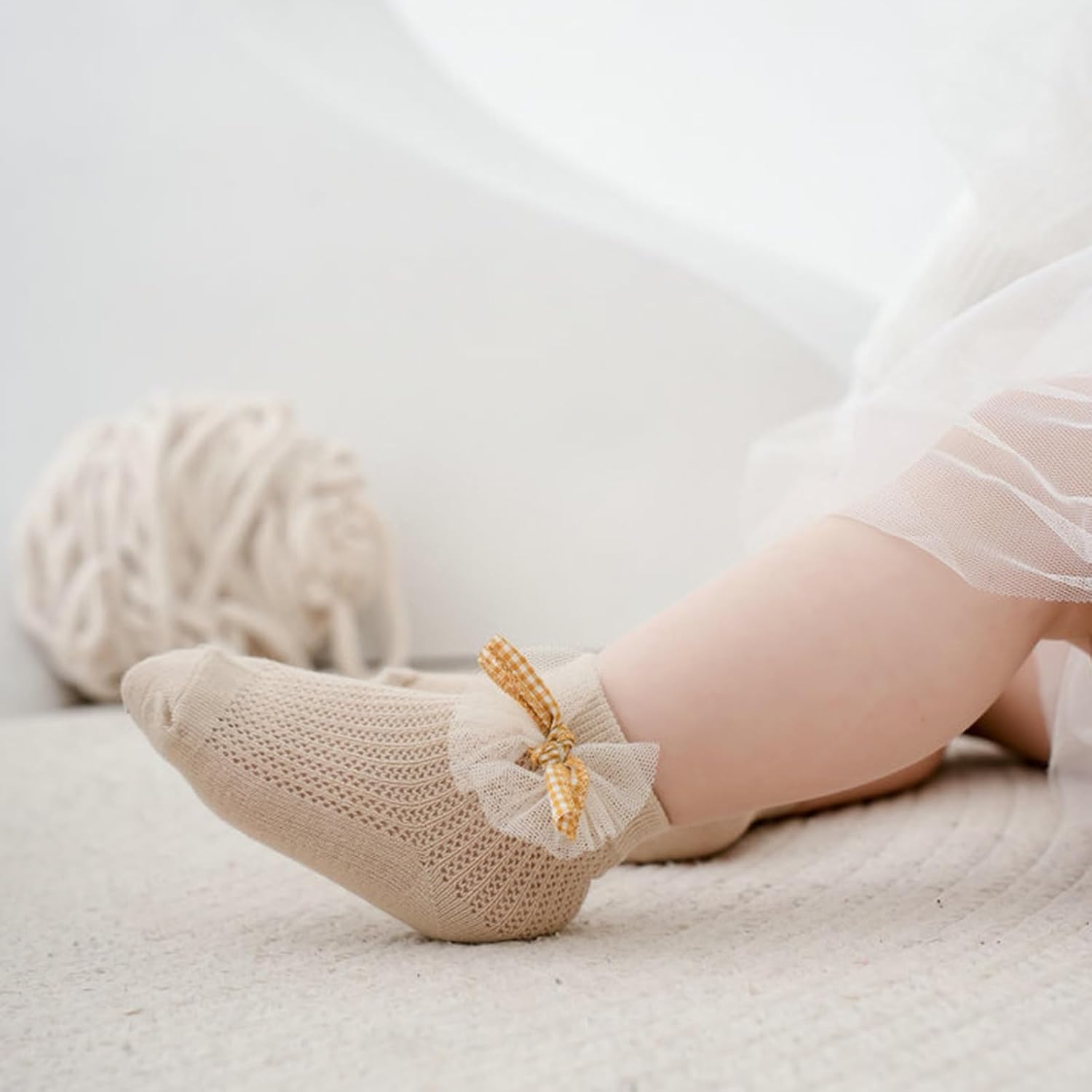 Bowknot Socks for Girls, Soft Comfortable Short Socks Ankle with Elegant for Everyday Wear Cotton