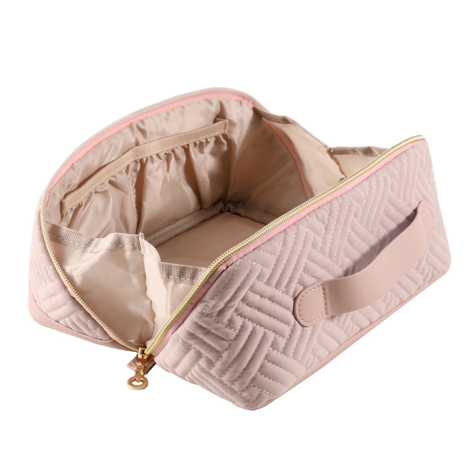 Garsumiss Bolsa de Cosméticos de Viaje de Gran Capacidad Mujer Neceser PU Impermeable Maquillaj Portátil con Asa y Cremallera,para Baño,salida(Rosa)