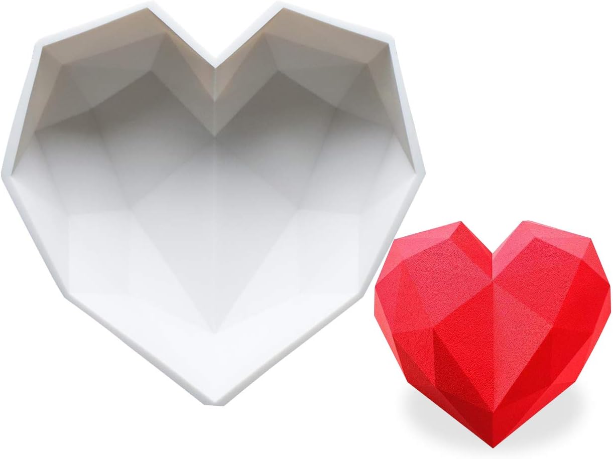 Silicone Mold For Baking 7-Inch Diamond Heart Upgraded Edition Mold Chocolate Mousse Cake Dessert Molds.Household High Temperature French Cake Mold Mousse Dessert Pastry Cake Molds.