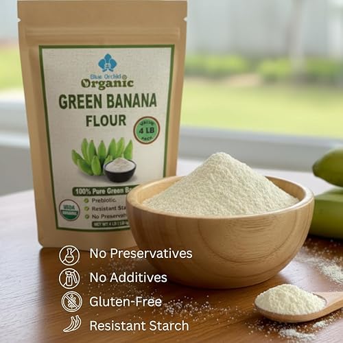 Miniatura 3 de Polvo de plátano verde orgánico de 4 libras – Almidón resistente a los prebióticos superalimentos para batidos – Alternativa de harina de alta fibra